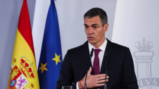 Spain's Prime Minister Pedro Sanchez speaks during a joint press conference with World Health Organization (WHO) Director-General Tedros Adhanom Ghebreyesus at Moncloa Palace, in Madrid, Spain, May 12, 2026. REUTERS/Violeta Santos Moura