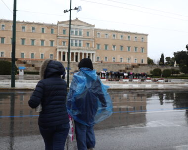 Βροχή στο κέντρο της Αθήνας