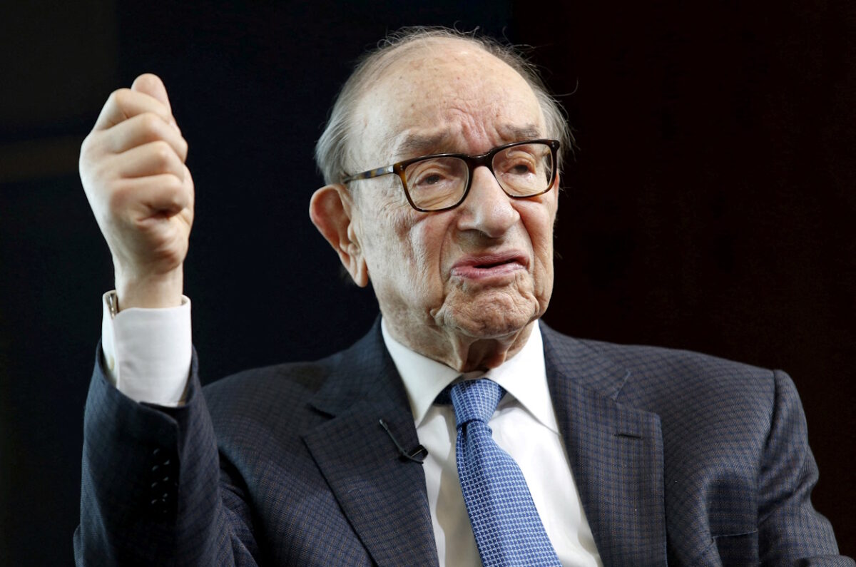 FILE PHOTO: Former Federal Reserve Chair Alan Greenspan speaks at a Brookings Institution forum on "Achieving Strong Economic Growth" in Washington