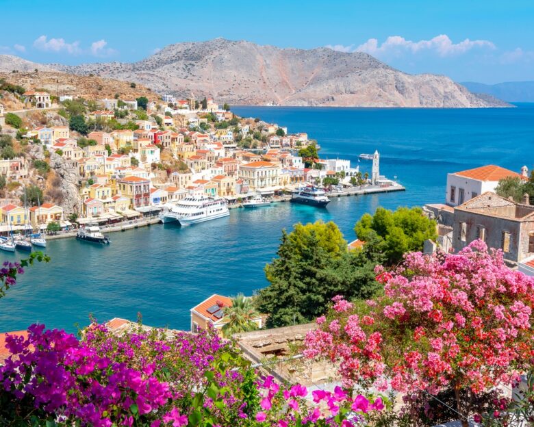 Symi town cityscape, Dodecanese islands, Greece