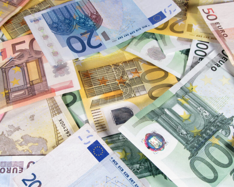 Pile of Assorted Euro Banknotes