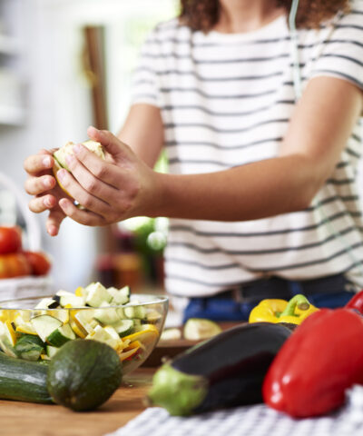 Putting ingredients into the bowl