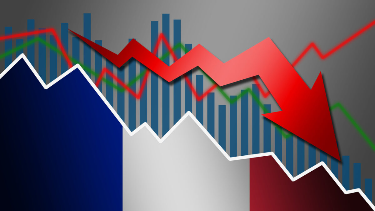 Recession and declining of economy in France, 3d rendering