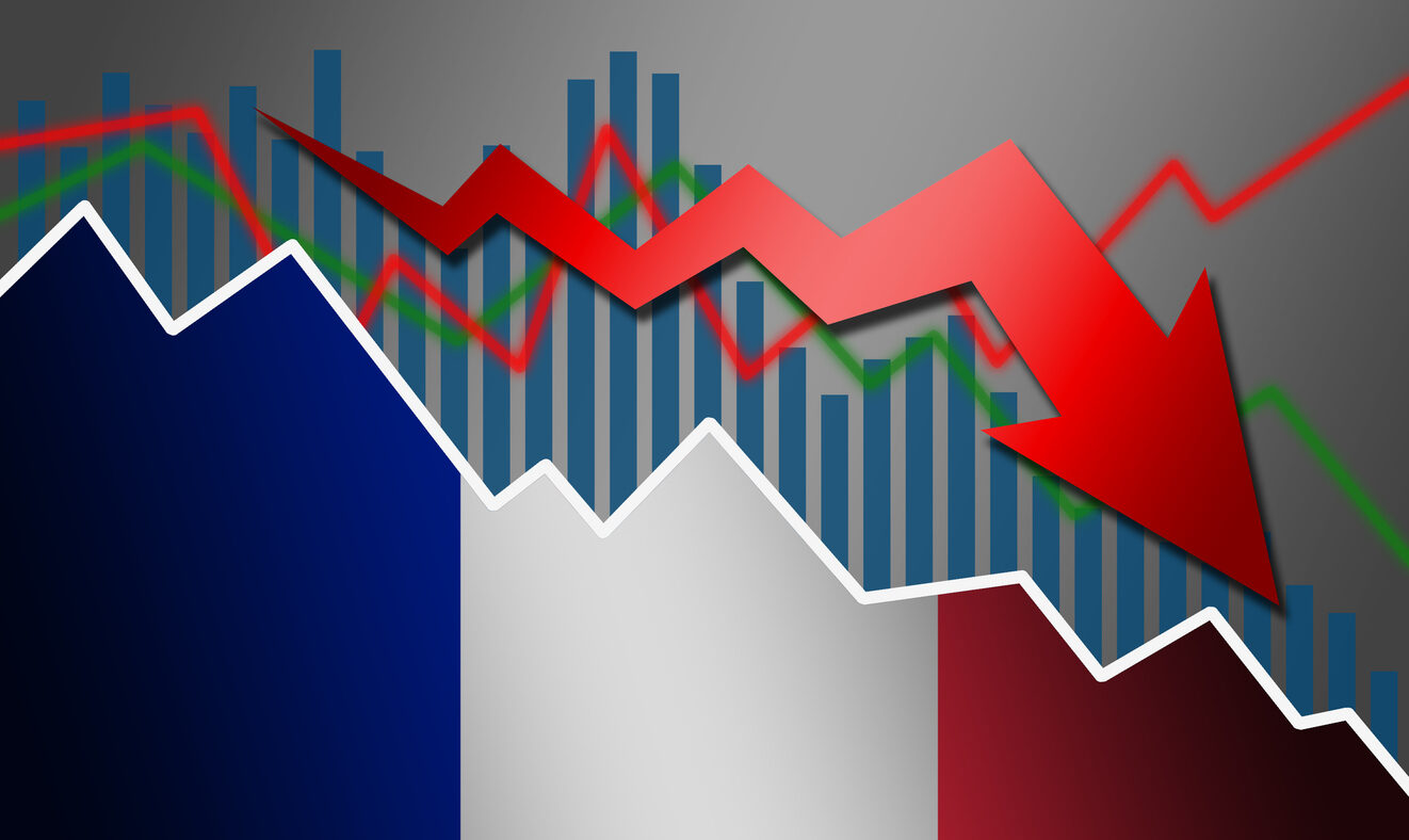 Recession and declining of economy in France, 3d rendering