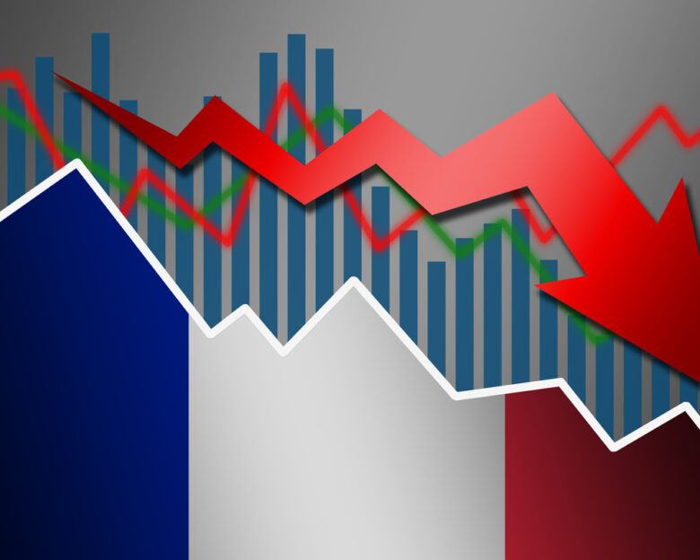Recession and declining of economy in France, 3d rendering