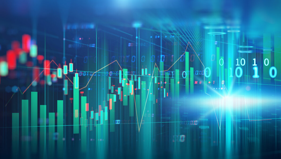 stock market investment graph on financial numbers abstract background.3d illustration ,concept of business investment and crypto currency.3d illustration