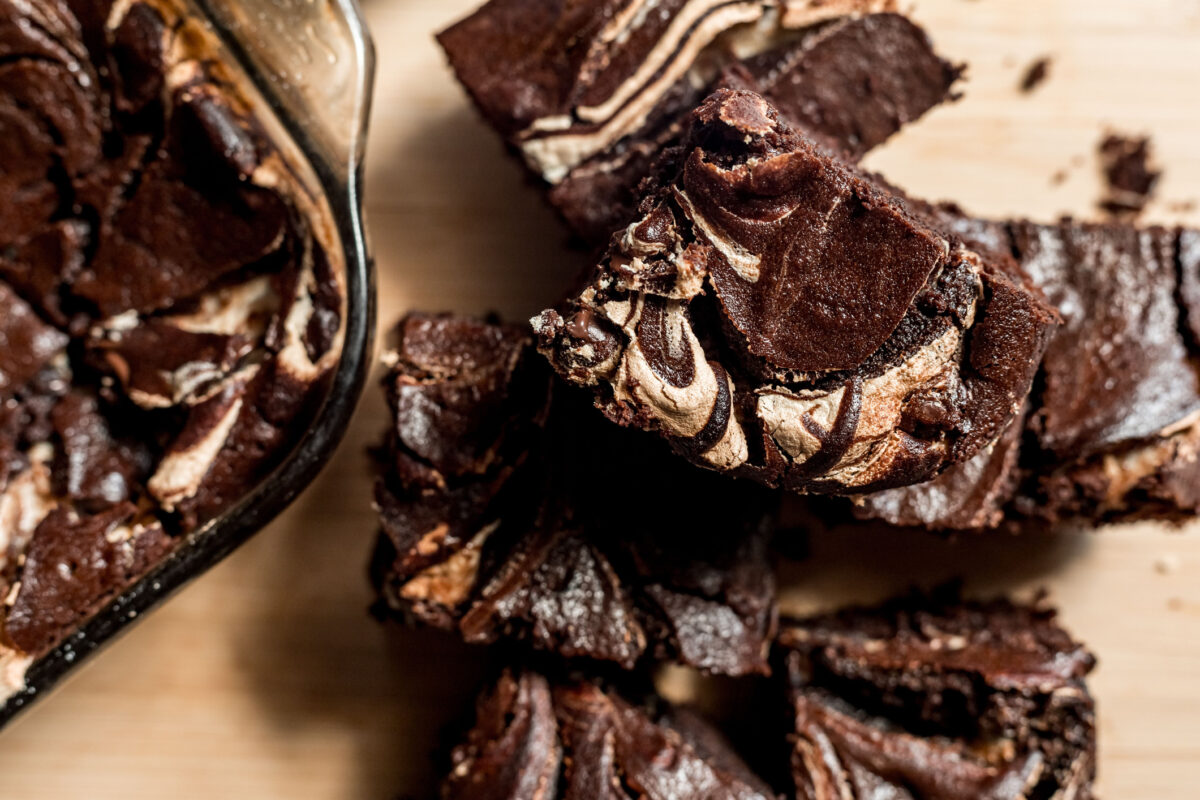 An appetizing homemade chocolate brownie