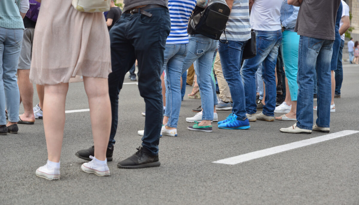 People watching a street competition. Kyiv, Ukraine.