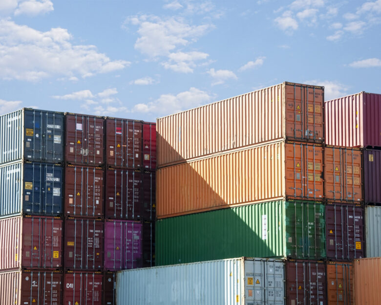 Cargo and shipping business. Container ship for import and export logistics. Logistic industry. blue sky copy space background