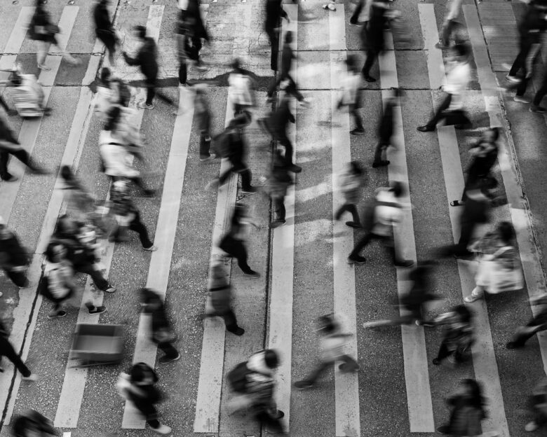 Busy pedestrian crossing
