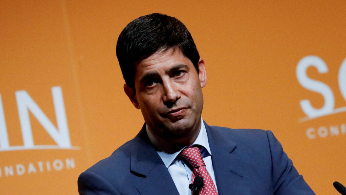 FILE PHOTO: Kevin Warsh, Fellow in Economics at the Hoover Institution and lecturer at the Stanford Graduate School of Business, speaks during the Sohn Investment Conference in New York City, U.S., May 8, 2017.