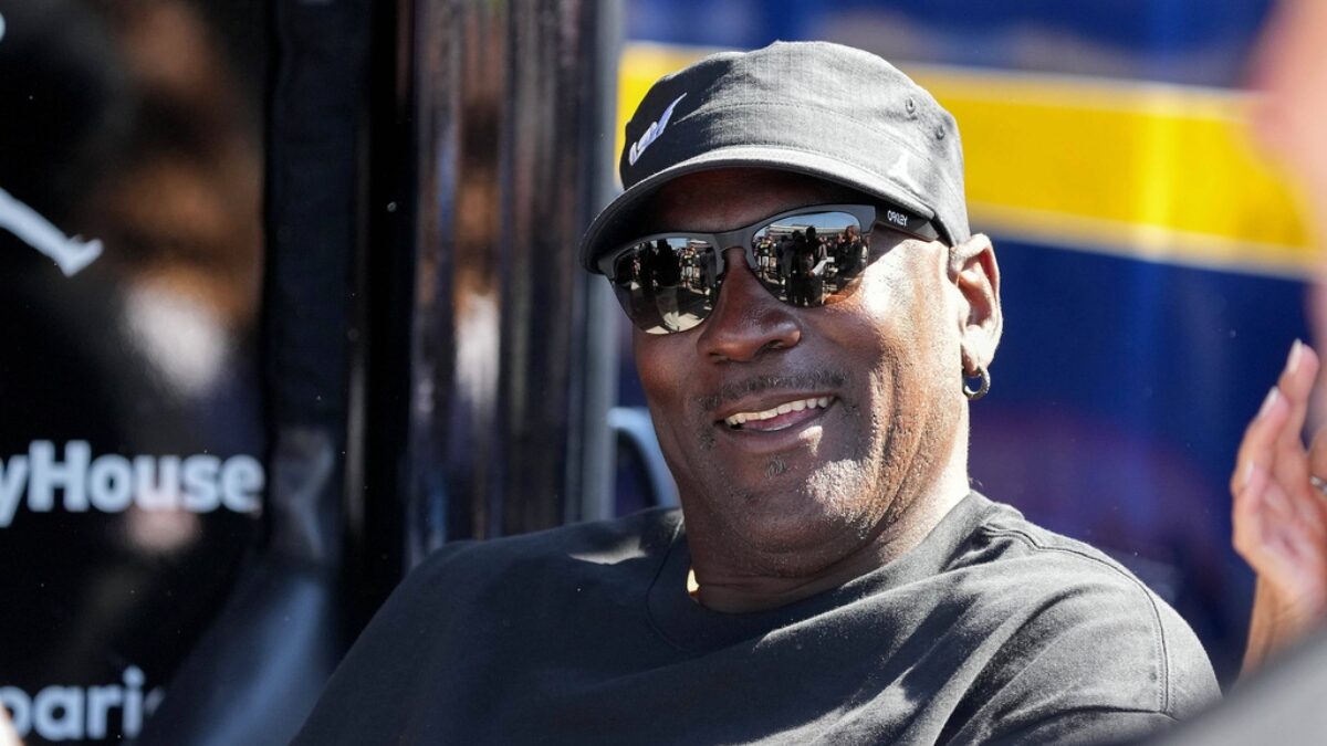 Michael Jordan part owner of 23XI Racing before a NASCAR Cup Series auto race at Phoenix Raceway, Sunday, March 8, 2026, in Avondale, Ariz.