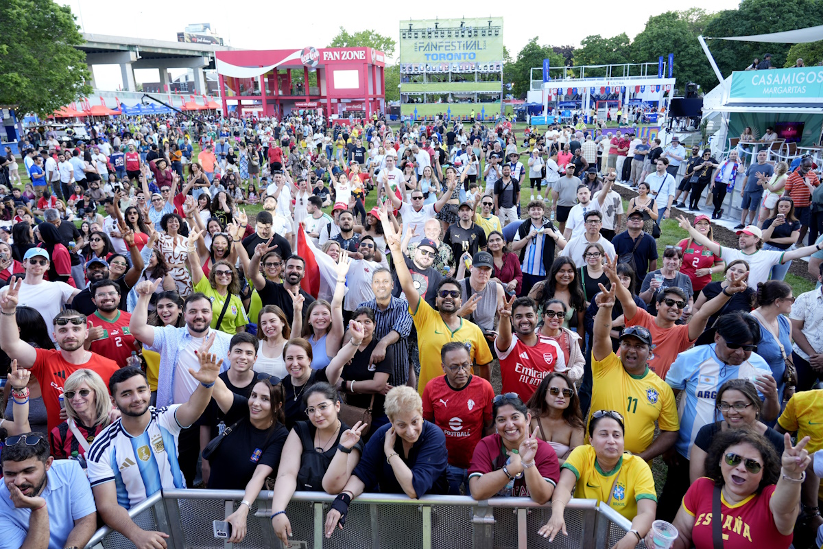 Soccer Football - FIFA World Cup 2026 - Countdown Concert - Toronto, Canada - June 10, 2026 Fans cheer outside the stadium ahead of the countdown concert