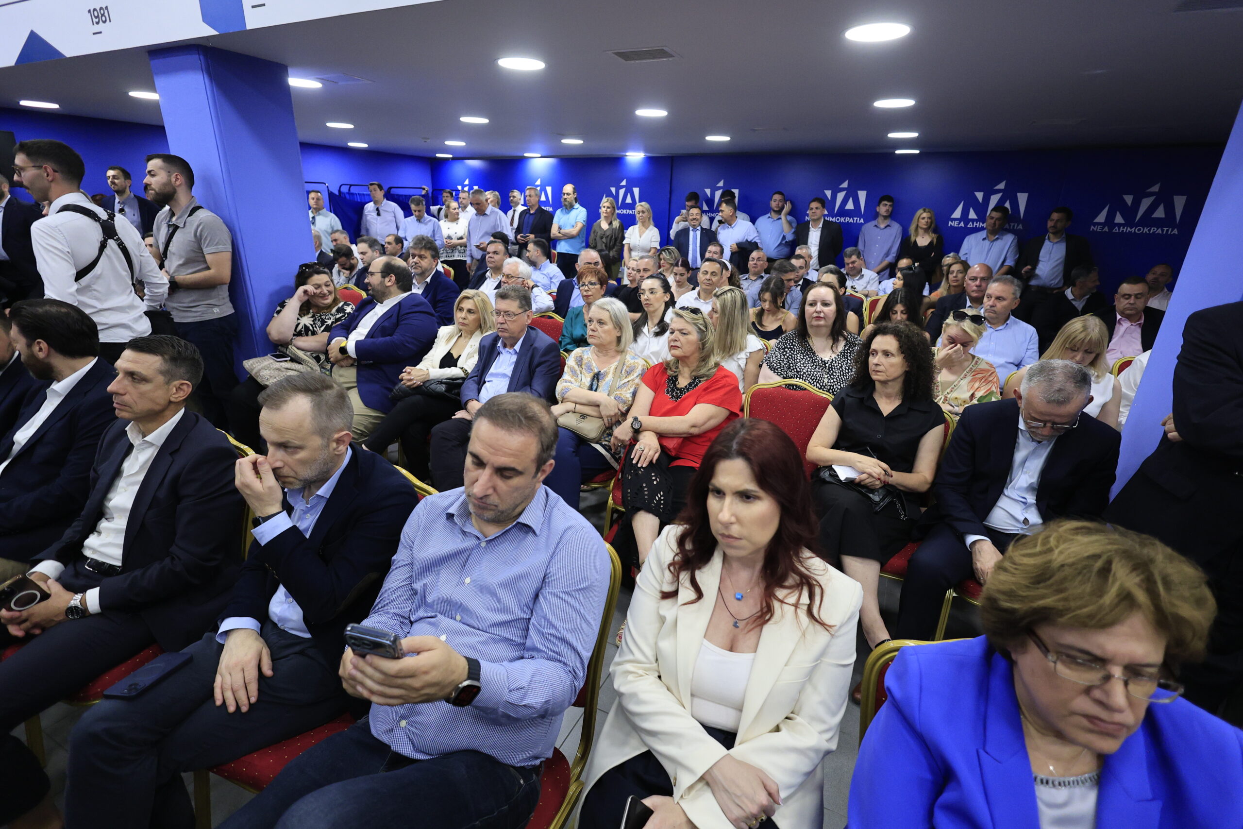 Στιγμιότυπο από την ομιλία του Κυριάκου Μητσοτάκη στη συνεδρίαση της Πολιτικής Επιτροπής της Νέας Δημοκρατίας (Πηγή φωτογραφίας: ΓΙΩΡΓΟΣ ΚΟΝΤΑΡΙΝΗΣ