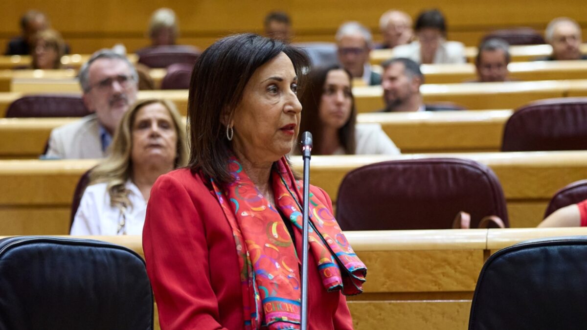 Margarita Robles, Minister of Defence, during a government control session in the Senate, 9 June 2026, in Madrid (Spain). The government faces questions from the opposition in the Senate on security and protests, defence spending, health, housing, corruption and migration.