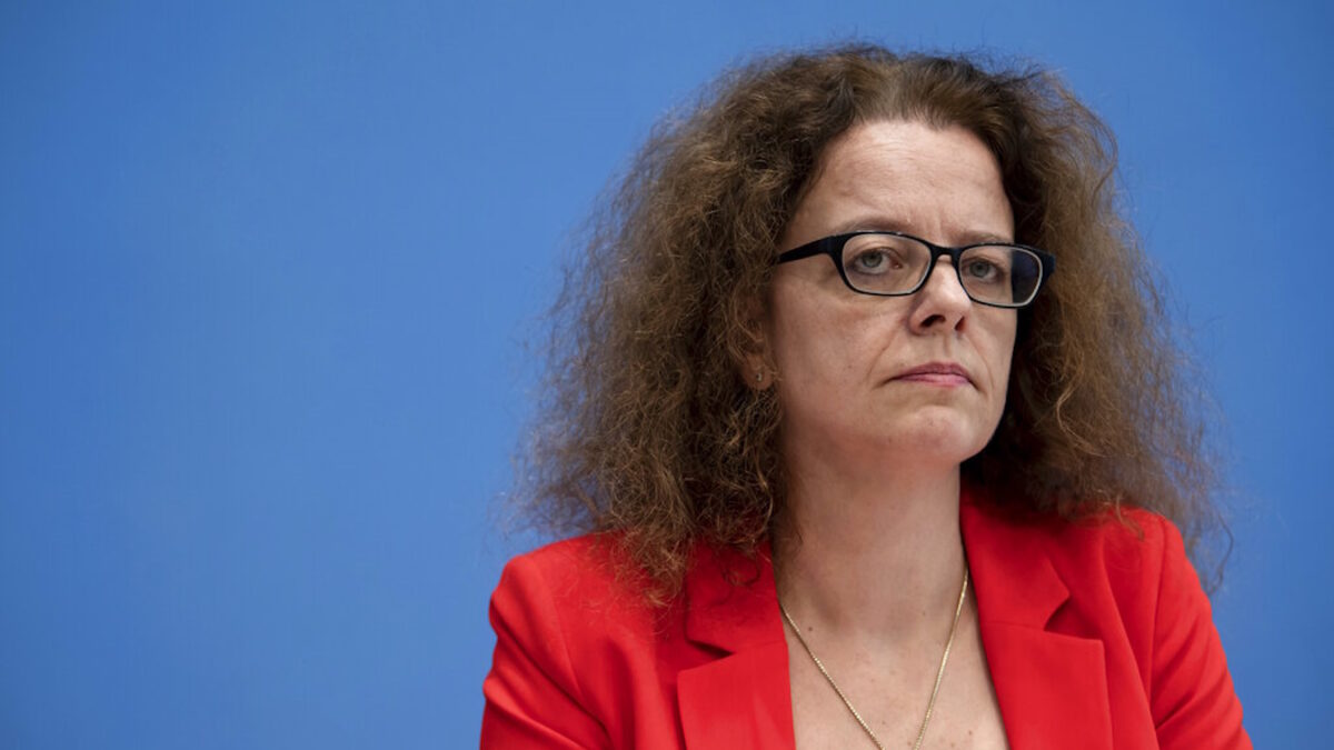Isabel Schnabel, member of the German Council of Economic Experts, presents the annual report 2019/2020 of the German Council of Economic Experts at a press conference.