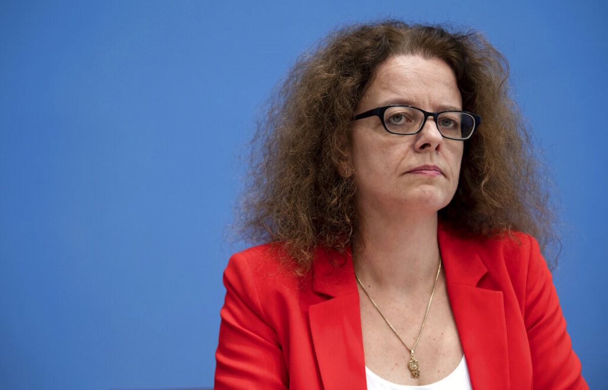 Isabel Schnabel, member of the German Council of Economic Experts, presents the annual report 2019/2020 of the German Council of Economic Experts at a press conference.
