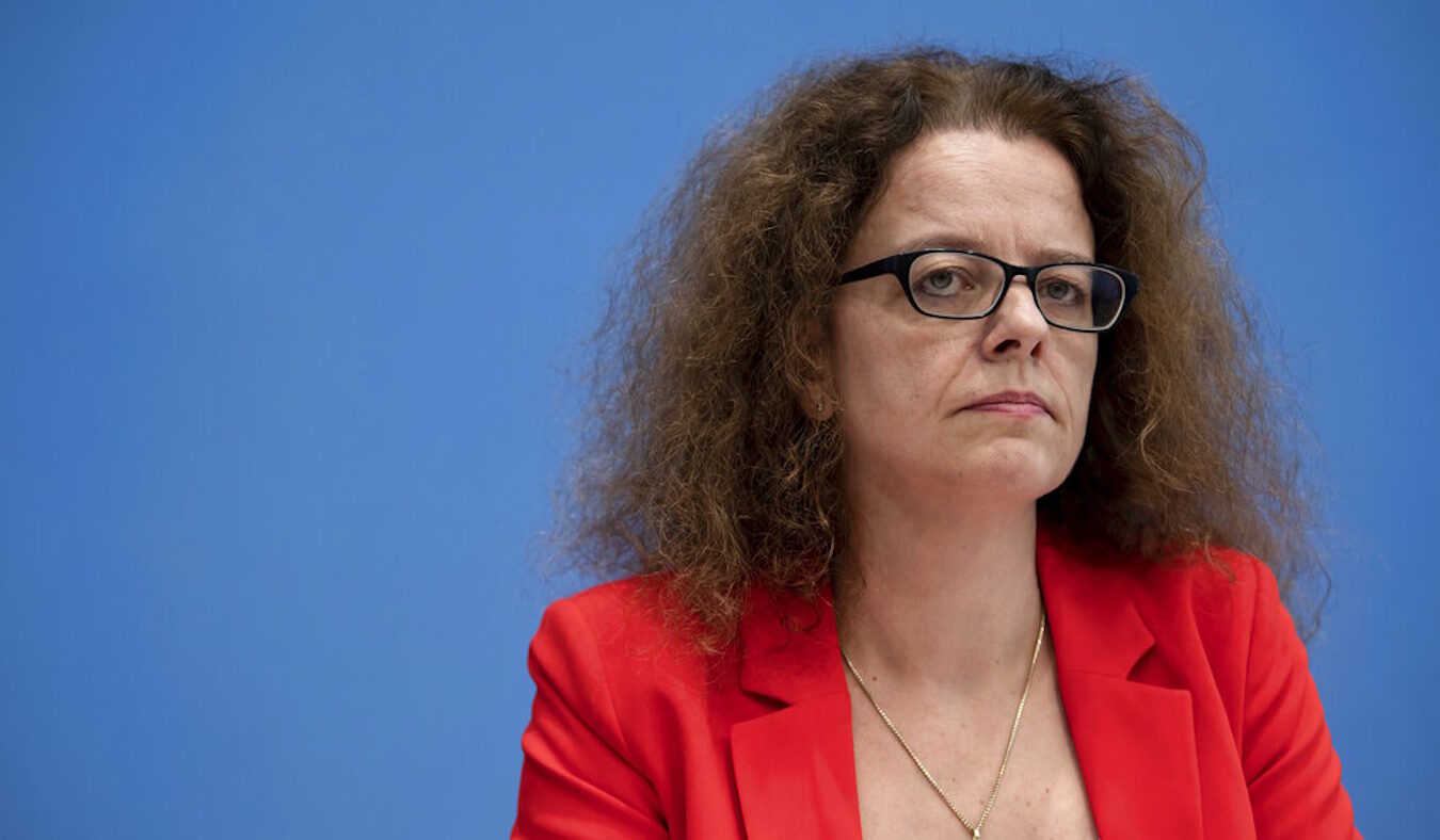 Isabel Schnabel, member of the German Council of Economic Experts, presents the annual report 2019/2020 of the German Council of Economic Experts at a press conference.