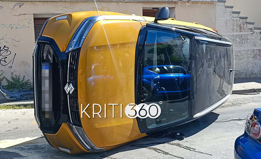 Το αυτοκίνητο που ντεραπάρισε μετά τη σύγκρουση