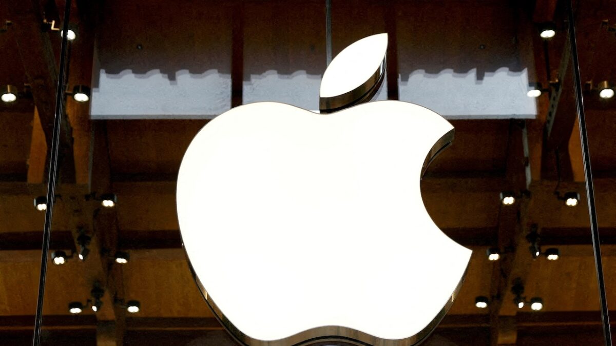 FILE PHOTO: View of an Apple logo at an Apple store in Paris, France, April 23, 2025.