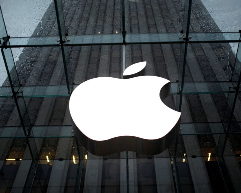 FILE PHOTO: The Apple Inc. logo is seen in the lobby of New York City's flagship Apple store