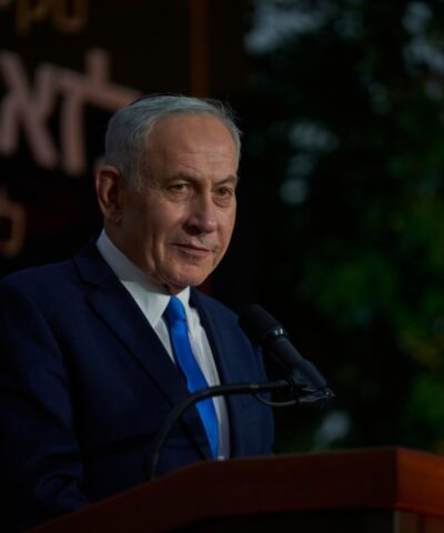 Israeli Prime Minister Benjamin Netanyahu speaks at the state memorial for Ze'ev Jabotinsky, at Mount Herzl Military Cemetery in Jerusalem, Tuesday, July 14, 2026.