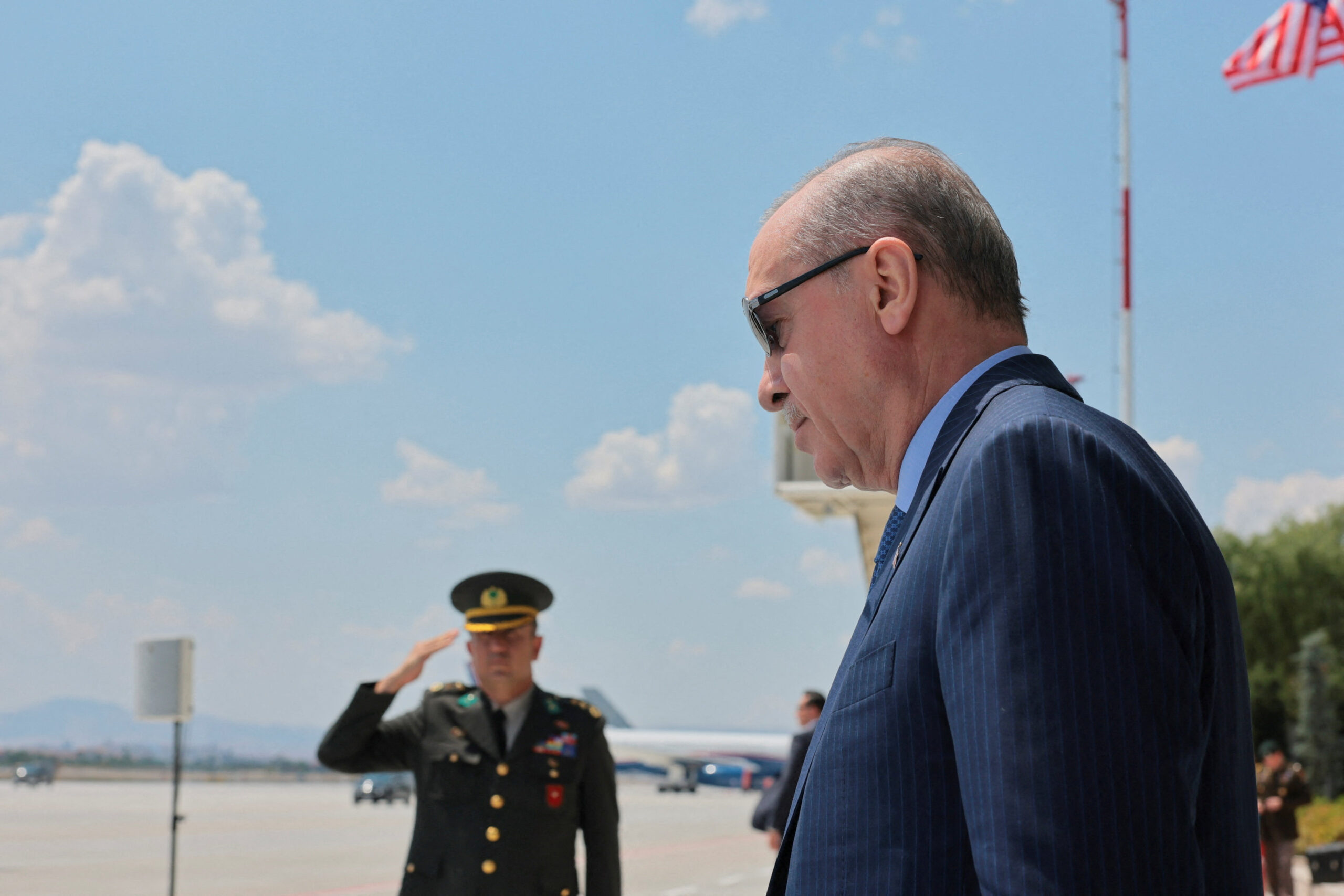 U.S. President Trump arrives in Turkey for the NATO summit Turkish President Tayyip Erdogan arrives to greet U.S. President Donald Trump at Etimesgut Air Base, for his visit to a NATO summit, in Ankara, Turkey, July 7, 2026. REUTERS/Jonathan Ernst