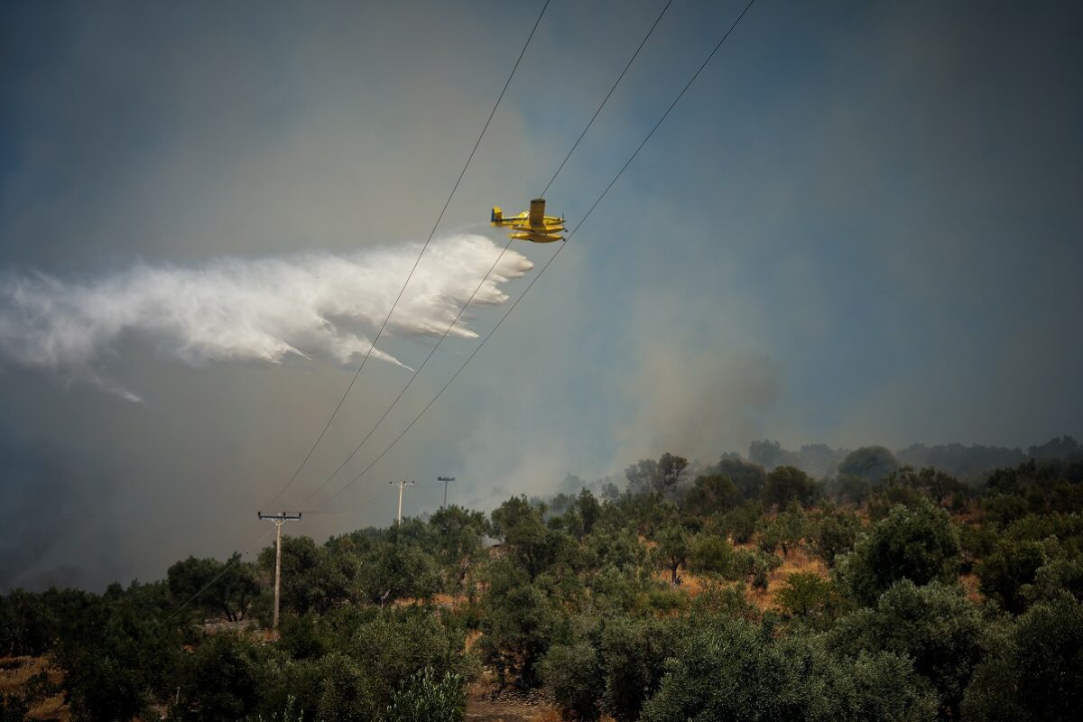 Πυρκαγιά σε ξερα χόρτα και απορρίματα κοντά στην παλιά χωματερή στο Πλωμάρι της Λέσβου, επιχειρούν επίγειες και εναέριες δυνάμεις για την κατάσβεση της, Τετάρτη 29 Ιουλίου 2026 (ΠΑΝΑΓΙΩΤΗΣ ΜΠΑΛΑΣΚΑΣ