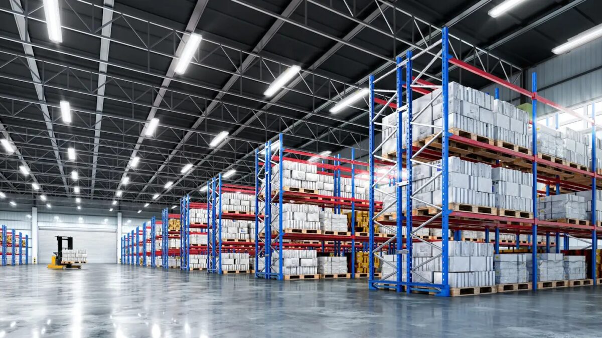 Interior of a warehouse. 3d illustration