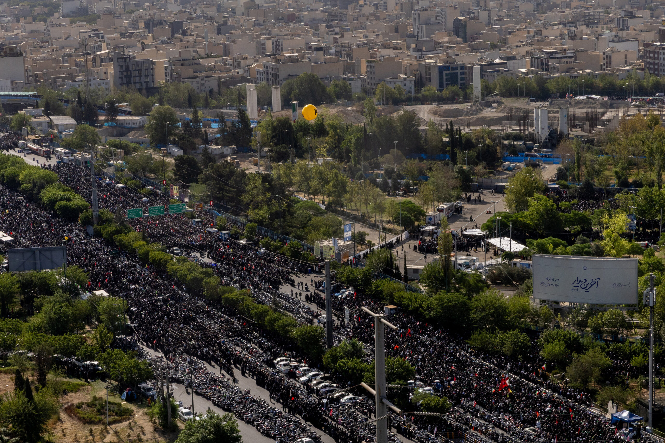Mourners attend a prayer during a public farewell ceremony to pay their respects to late Supreme Leader Ayatollah Ali Khamenei, who was killed on February 28 in Israeli and U.S. airstrikes, in Tehran, Iran, July 5, 2026. Hadi Zand