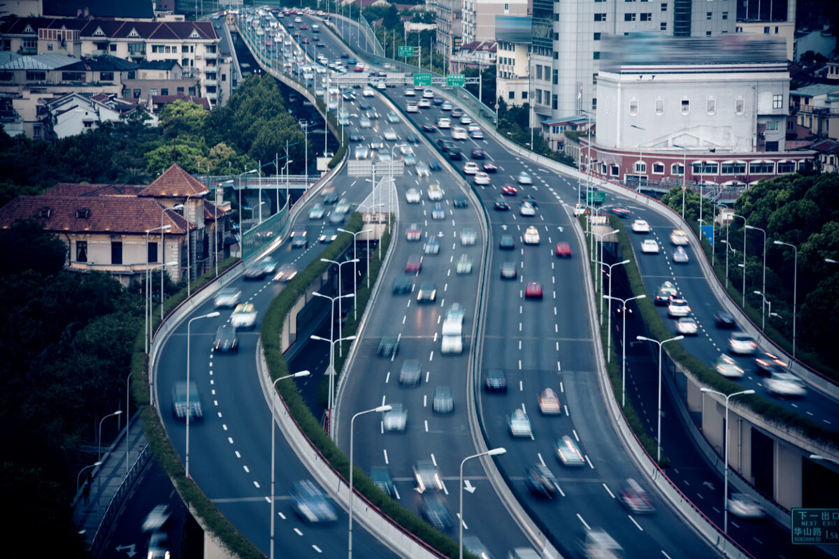 Shanghai, highway driving cars