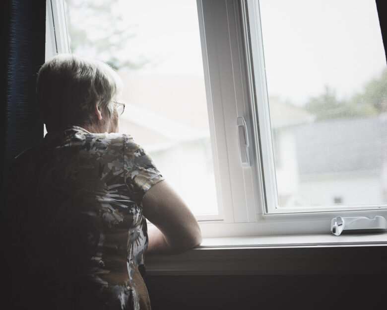 A lonely 60 years old senior in is apartment