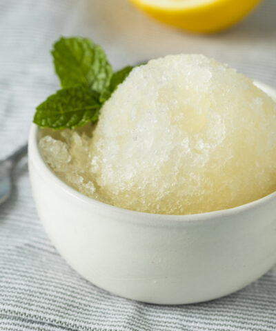 Homemade Yellow Lemon Italian Ice in a Bowl