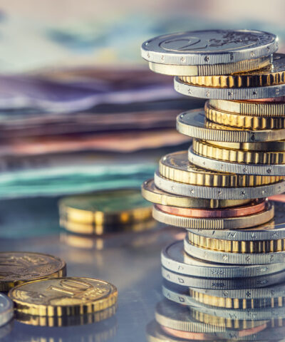 Money. Euro coins. Euro money. Euro currency.Coins stacked on each other in different positions. Money concept.