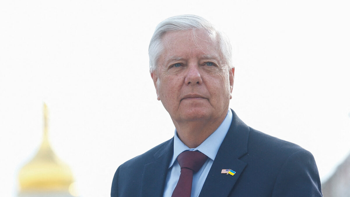 A picture taken on July 10, 2026 shows U.S. Senator Lindsey Graham (R-SC) looking on as he speaks to the media after his meeting with Ukraine's President Volodymyr Zelenskiy, amid Russia's attack on Ukraine, in Kyiv, Ukraine. REUTERS/Valentyn Ogirenko