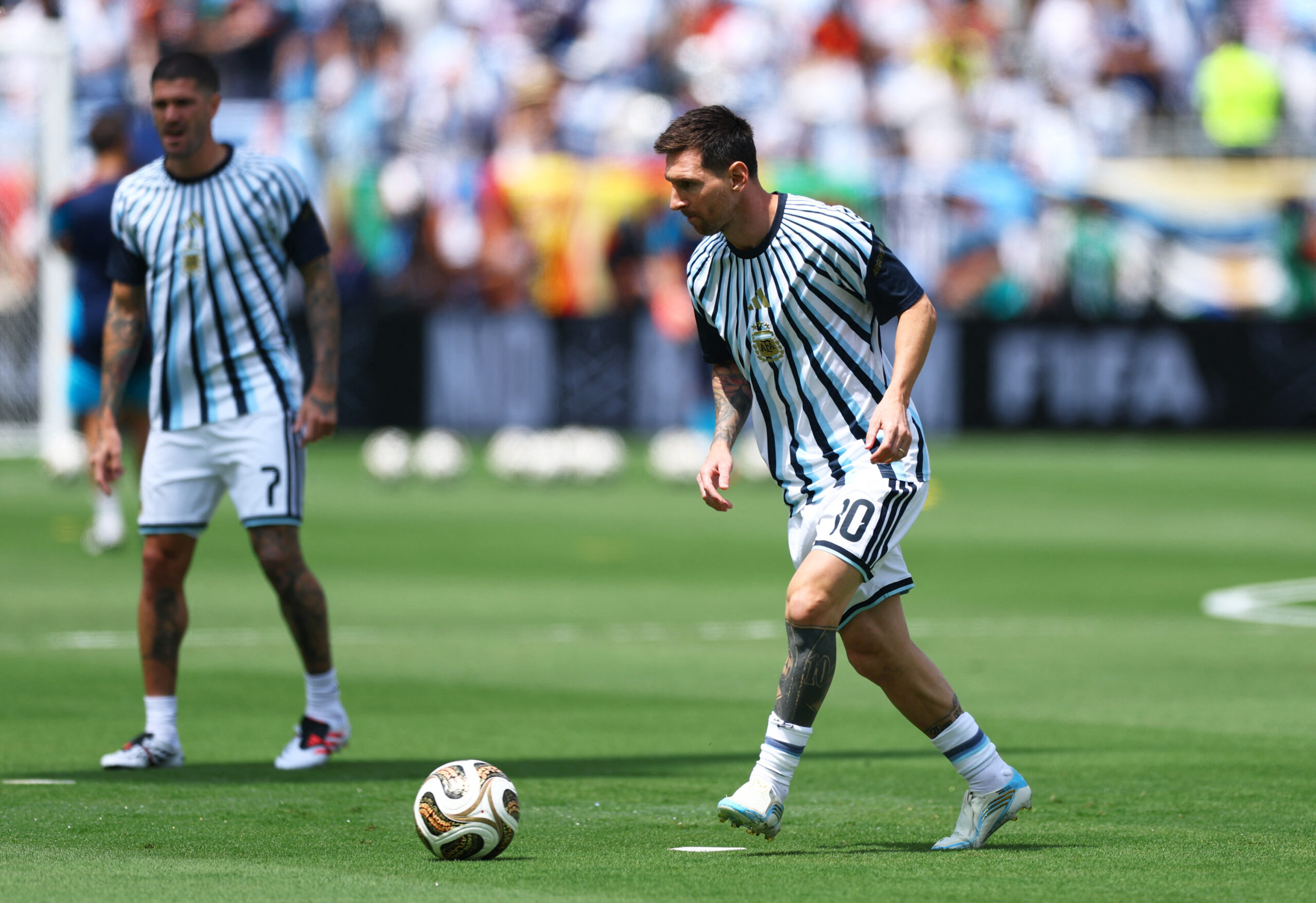 FIFA World Cup 2026 – Final – Spain v Argentina Soccer Football - FIFA World Cup 2026 - Final - Spain v Argentina - New York/New Jersey Stadium, East Rutherford, New Jersey, U.S. - July 19, 2026 Argentina's Lionel Messi during the warm up before the match REUTERS/Hannah Mckay
