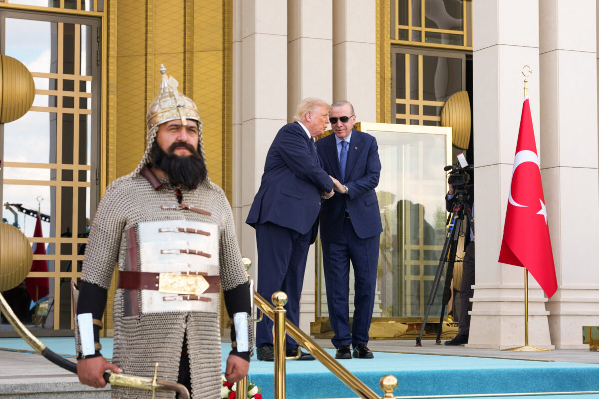 U.S. President Donald Trump with Turkish President Recep Tayyip Erdogan during an arrival ceremony at the Bestepe Presidential Compound in Ankara, Turkey, Tuesday, July, 7, 2026. Doug Mills