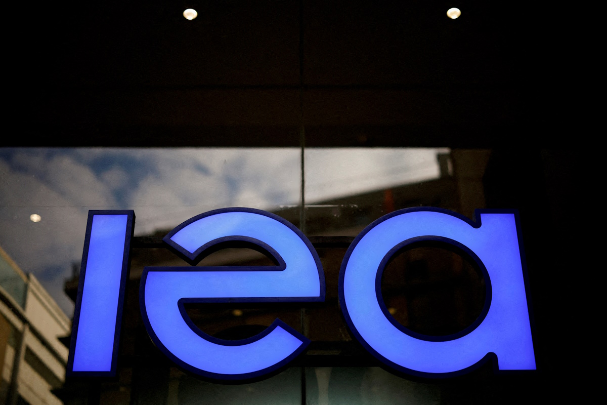 FILE PHOTO: A view of the logo of the International Energy Agency in Paris, France, December 15, 2023.