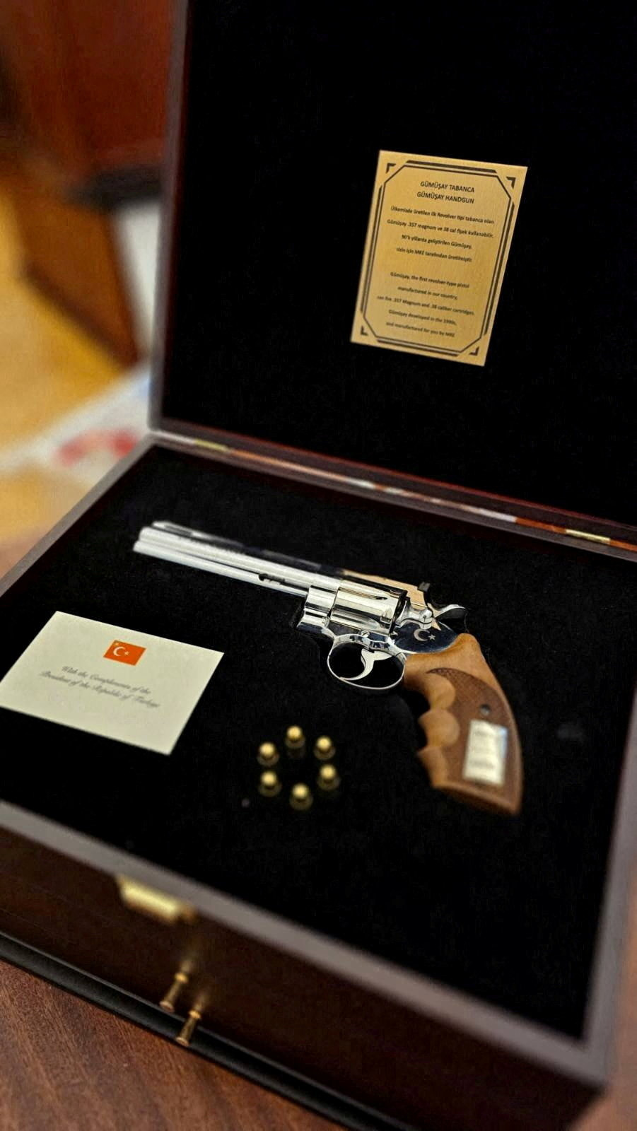 A gun gifted by Turkish President Recep Tayyip Erdogan to Lithuanian President Gitanas Nauseda at NATO summit in Ankara. Picture taken in Vilnius, Lithuania July 9, 2026. Lithuanian President's Office