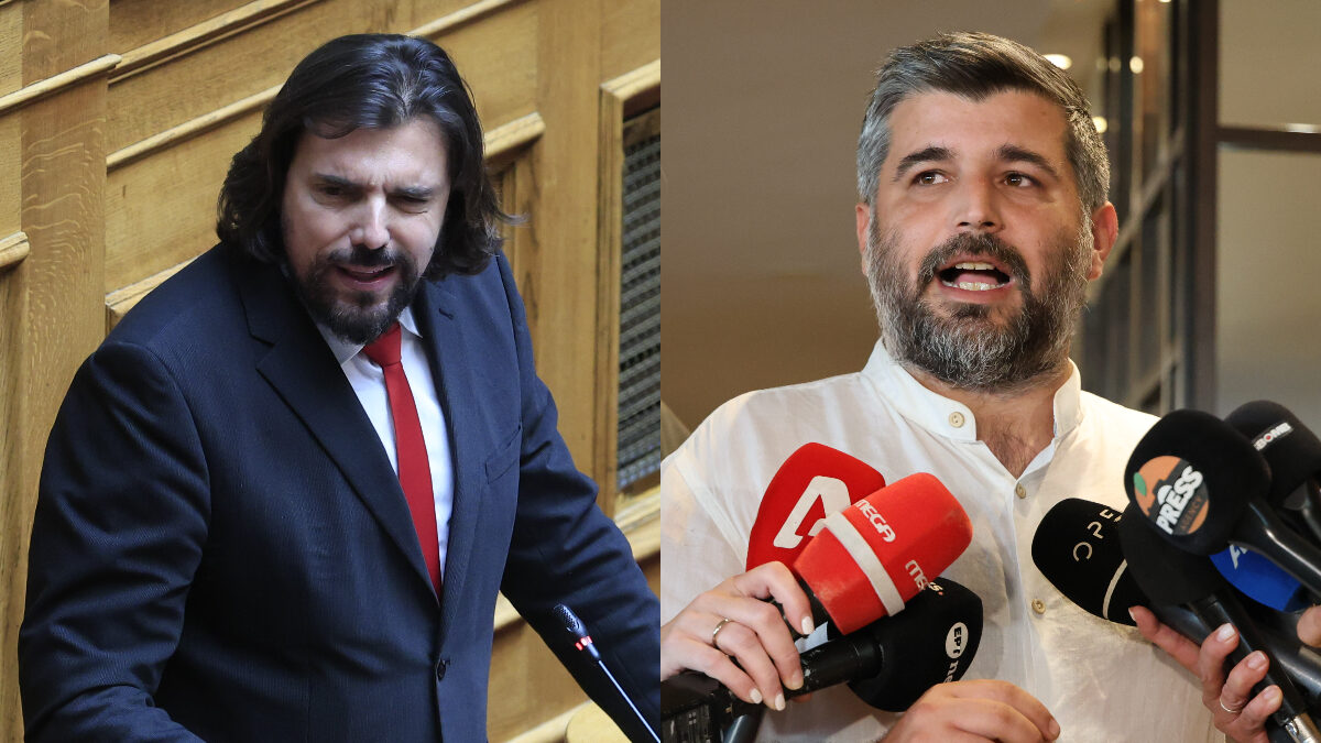 Ο βουλευτής του ΠΑΣΟΚ Πέτρος Παππάς και ο γραμματέας Οργανωτικού του ΣΥΡΙΖΑ Γιάννης Μπουλέκος