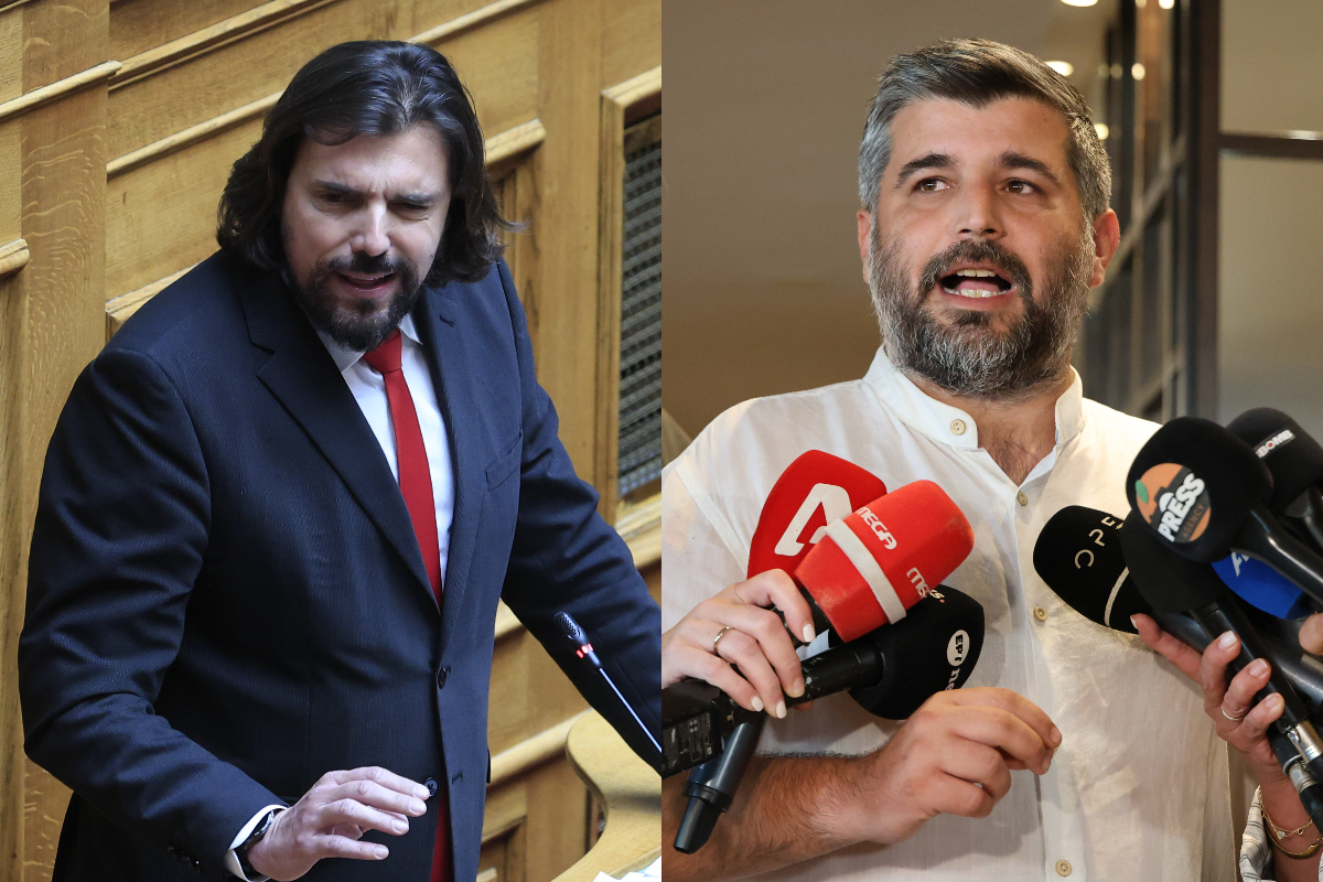 Ο βουλευτής του ΠΑΣΟΚ Πέτρος Παππάς και ο γραμματέας Οργανωτικού του ΣΥΡΙΖΑ Γιάννης Μπουλέκος