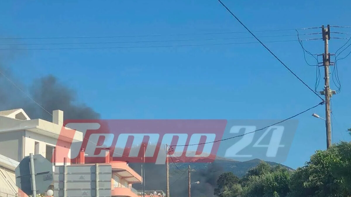 Μαύροι καπνοί από την πυρκαγιά στην περιοχή του Πλατανίου στην Πάτρα