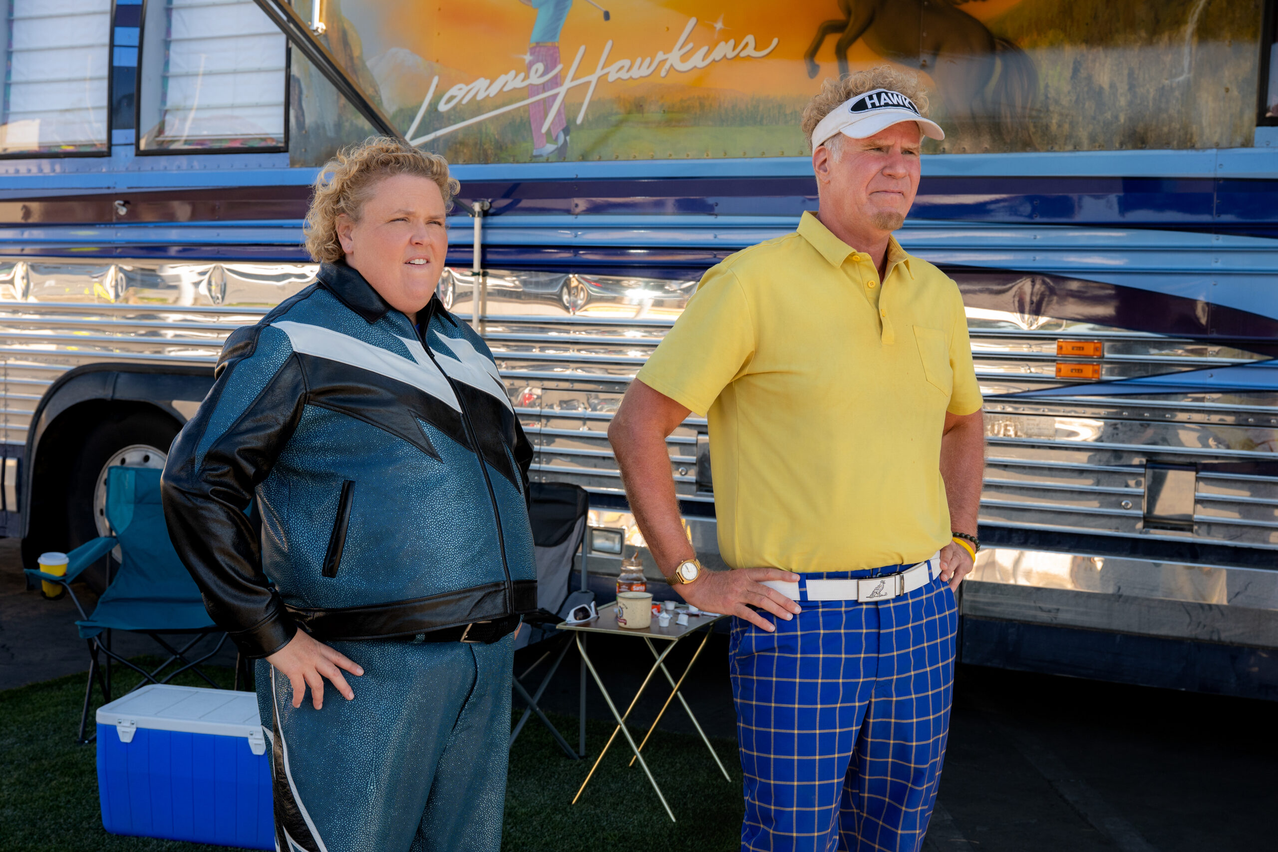 The Hawk - Season 1. (L to R) Fortune Feimster as Samantha and Will Ferrell as Lonnie in Episode 104 of The Hawk. Cr. Colleen E Hayes