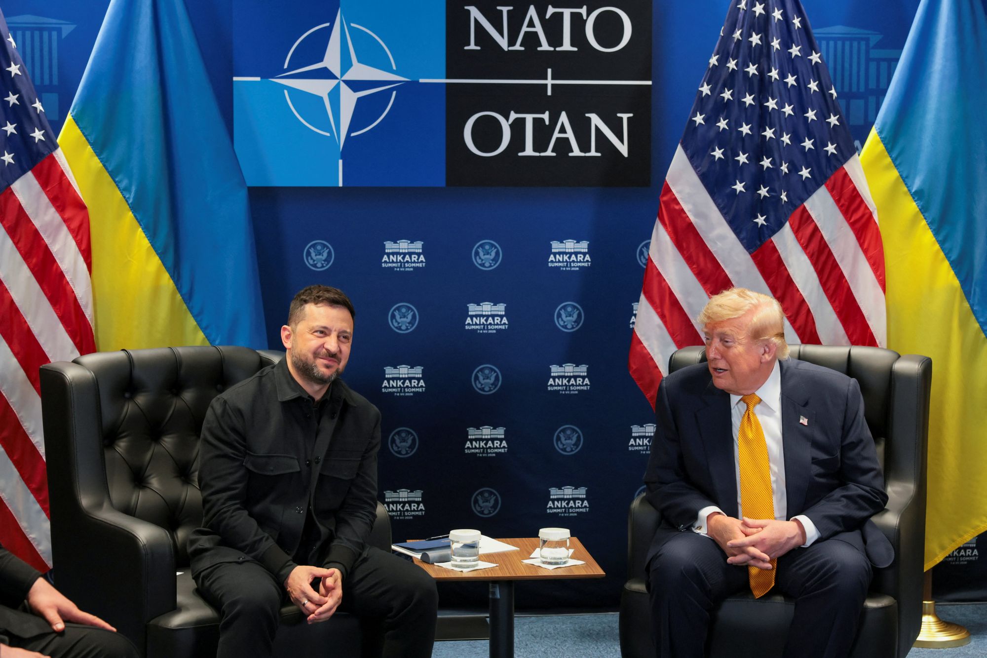 U.S. President Donald Trump attends the NATO summit in Ankara U.S. President Donald Trump holds a bilateral meeting with Ukrainian President Volodymyr Zelenskiy alongside the NATO leaders summit at the Bestepe Presidential Compound in Ankara, Turkey, July 8, 2026. REUTERS/Jonathan Ernst
