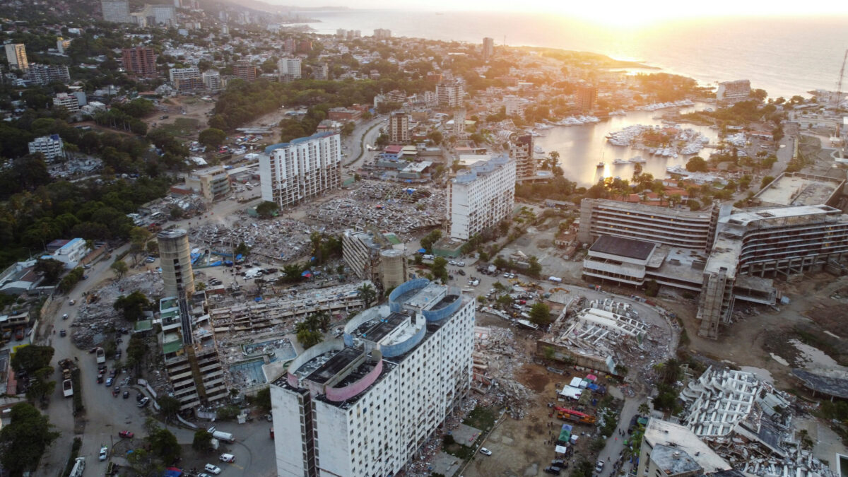 A drone view shows debris of collapsed buildings, in the aftermath of the June 24 earthquakes, in La Guaira, Venezuela July 12, 2026. REUTERS