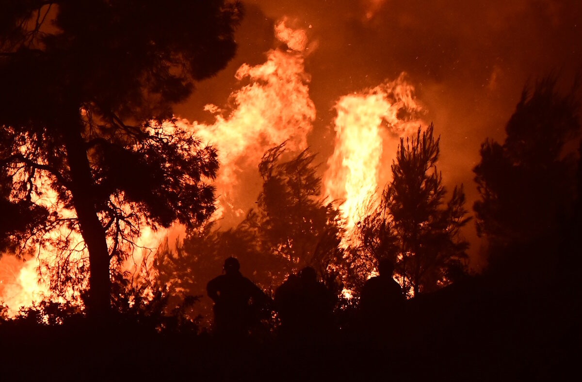 Φωτιά σε δάσος στη διάρκεια πολύ ισχυρών ανέμων