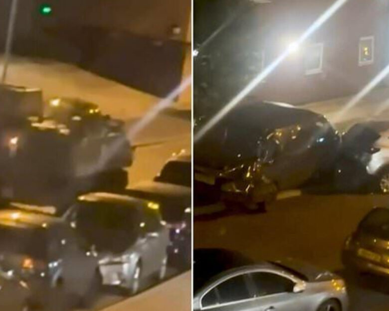 Το τεθωρακισμένο αφού έχει τρακάρει τα οχήματα