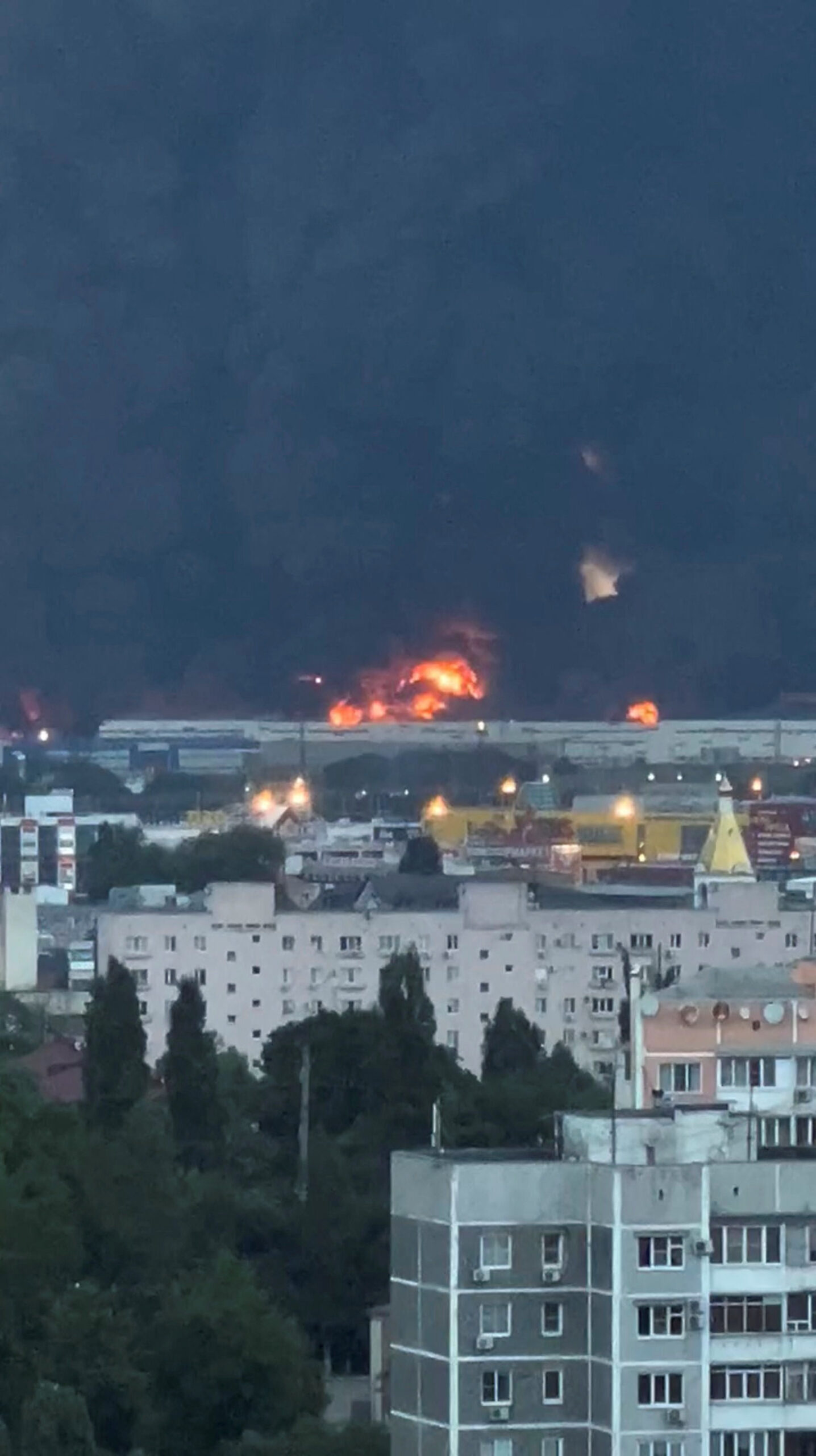 Smoke rises from a Wildberries warehouse on fire after an attack in Krasnodar, Russia, July 22, 2026, in this still image obtained from social media video. Social Media/via REUTERS THIS IMAGE HAS BEEN SUPPLIED BY A THIRD PARTY. NO RESALES. NO ARCHIVES. NEWS USE ONLY. VERIFICATION: - Buildings, roofs, vegetation and road layout matched archive and satellite images. - Date confirmed by reports from local authorities and Wildberries company. - Krasnodar Mayor Yevgeny Naumov wrote on Telegram on July 22 that fire broke out at a logistics warehouse after drone attack in Krasnodar. - Tatyana Kim, the head and co-founder of Wildberries, said on Wednesday on Telegram that warehouses in Krasnodar had been attacked.
