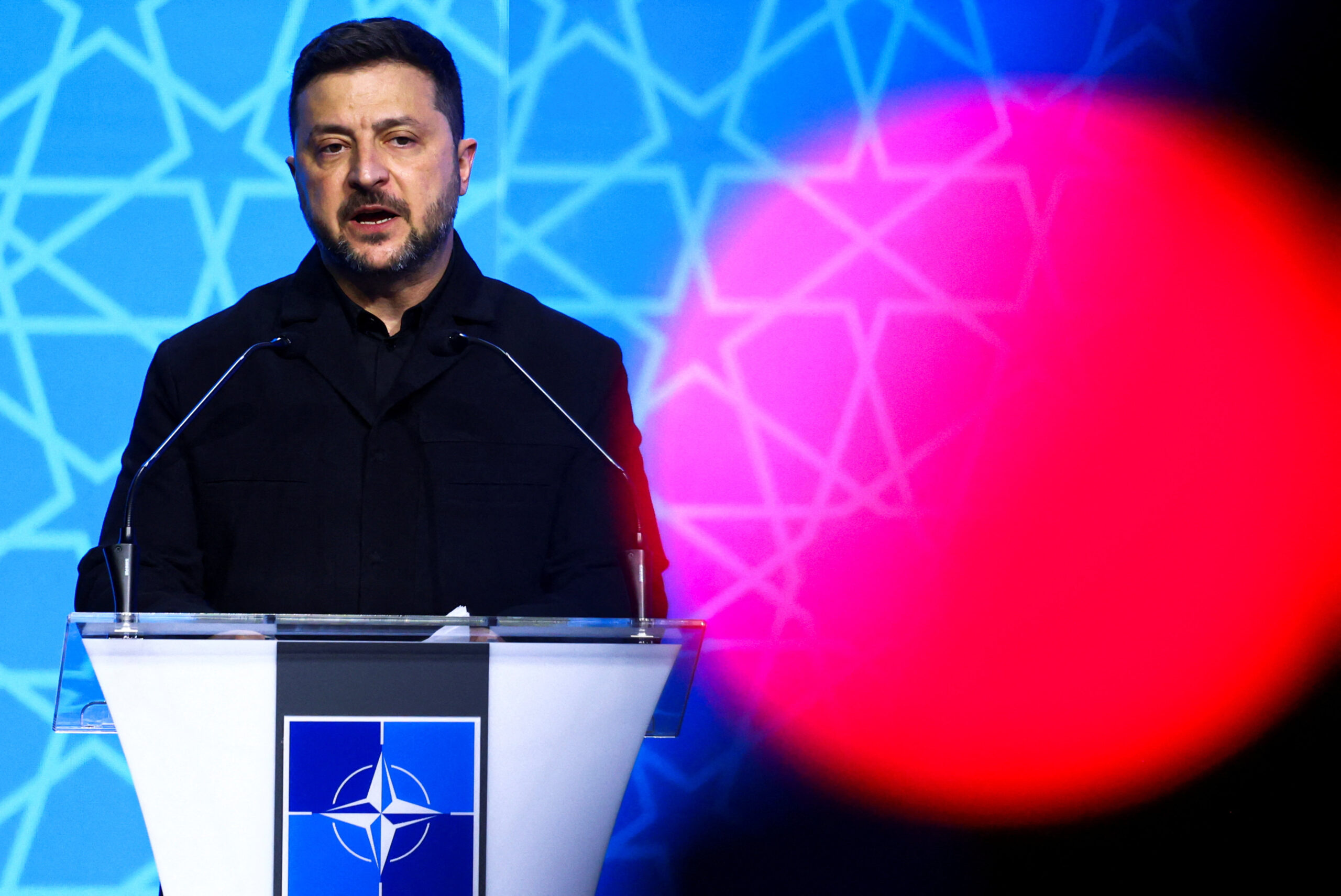 NATO leaders’ Summit in Ankara Ukraine's President Volodymyr Zelenskiy makes remarks, at the NATO Summit Defence Industry Forum, on the sidelines of the NATO leaders' Summit, in Ankara, Turkey, July 7, 2026. REUTERS/Yves Herman