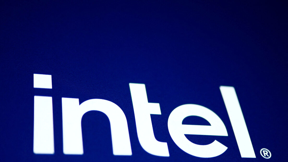FILE PHOTO: The Intel logo at the 10th edition of the VivaTech technology startups and innovation fair in Paris, France, June 18, 2026.